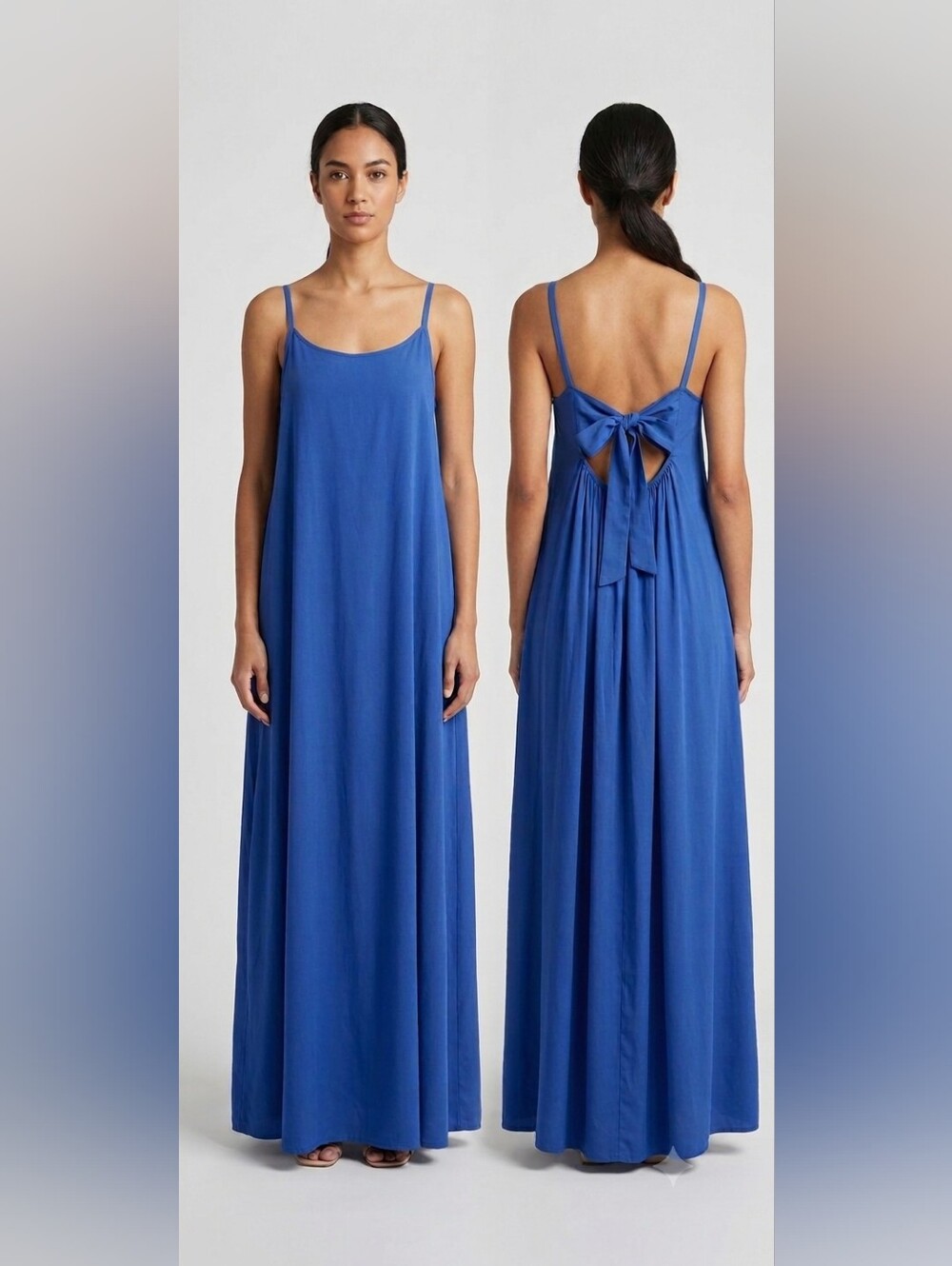 NWOT Molly Bracken Cobalt Blue Tie Back Cami Maxi Dress Size XL Boho Cottagecore